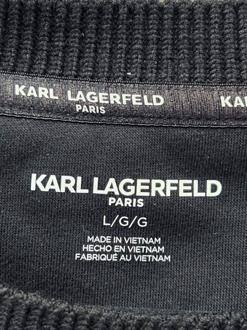Karl Lagerfeld Paris Embellished Rhinestone Logo Sweatshirt Sz L - Picture 3 of 7